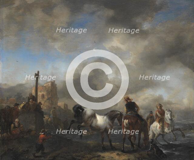 Horsepond near a Boundary Stone, c.1651-c.1654. Creator: Philip Wouverman.