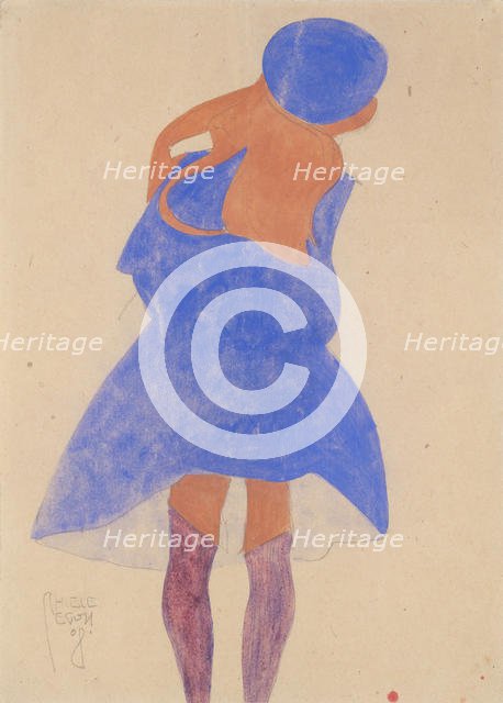 Standing Girl, Back View, 1908. Creator: Egon Schiele.