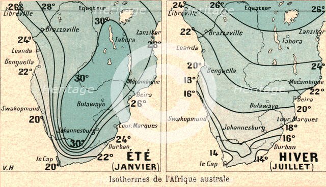 ''Isothermes de l'Afrique australe; Afrique Australe', 1914. Creator: Unknown.
