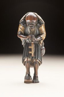 Drunken Buddhist Priest holding Broken Geta (image 1 of 2), Early to mid-19th century. Creator: Unknown.