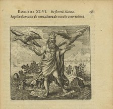 Emblem 46. Two eagles, one from the east, the other from the west, come together, 1816. Creator: Merian, Matthäus, the Elder (1593-1650).