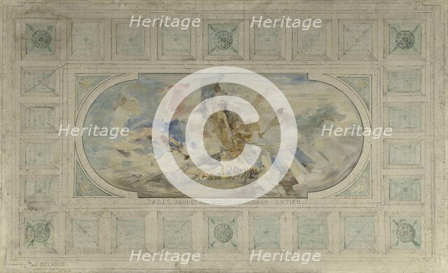 Esquisse pour le salon d'entrée de l'Hôtel de Ville : Paris moderne reçoit le monde entier, 1892. Creator: Paul Louis Delance.