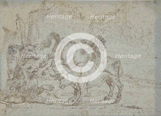 Horse, Bull, Lion, and Boar, 17th century. Creator: Anon.