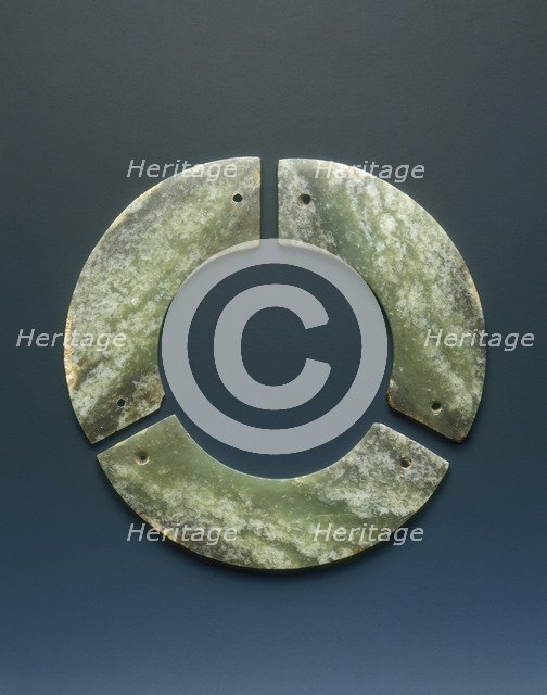Jade bi-disc made up of three segments, Shang dynasty, Anyang phase, China, c12th-9th century BC. Artist: Unknown
