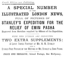 Advertisement for Special Number, pictures of Stanley’s Exped.n for the Relief of Emin Pasha, 1890. Creator: Unknown.