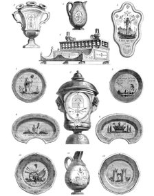 Specimens of M. Champfleury's collection of pottery, illustrative of the French Revolution, 1864. Creator: Unknown.