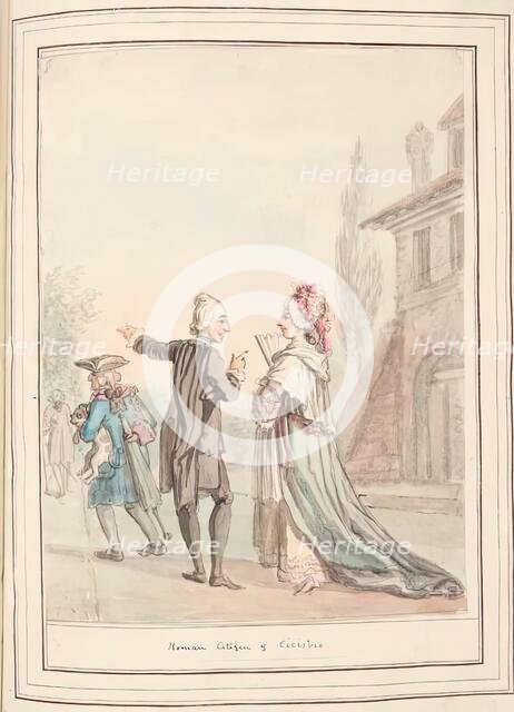 Roman Citizens, leaf from 'A Collection of Dresses by David Allan Mostly from Nature', 1776. Creator: David Allan.