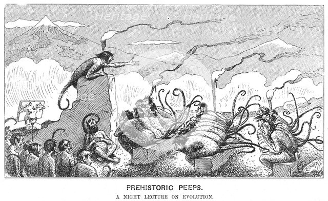 'Prehistoric Peeps: A Night Lecture on Evolution', 1894.  Artist: Edward Tennyson Reed