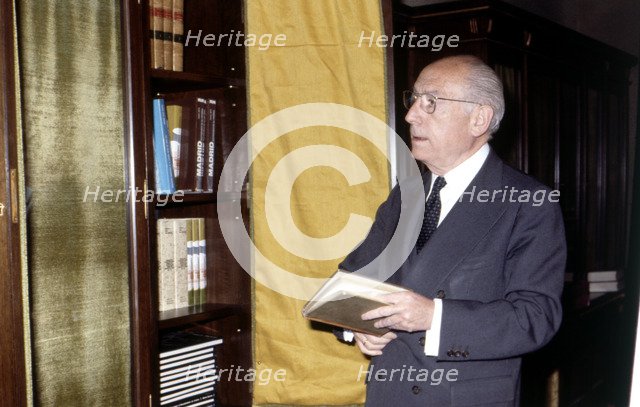 Enrique Tierno Galván (1918-1986), professor and Spanish politician, photo 1983.