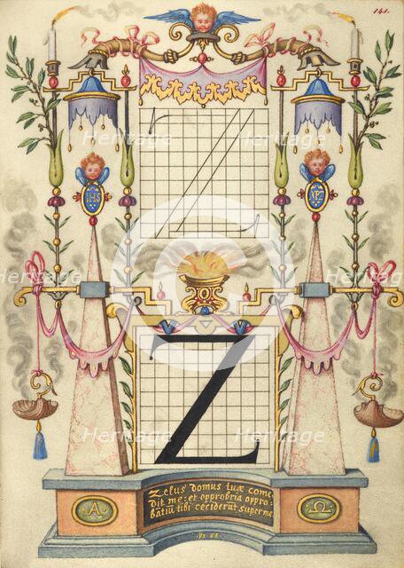 Guide for Constructing the Letter Z; Mira calligraphiae monumenta, about 1591-1596. Creator: Joris Hoefnagel.