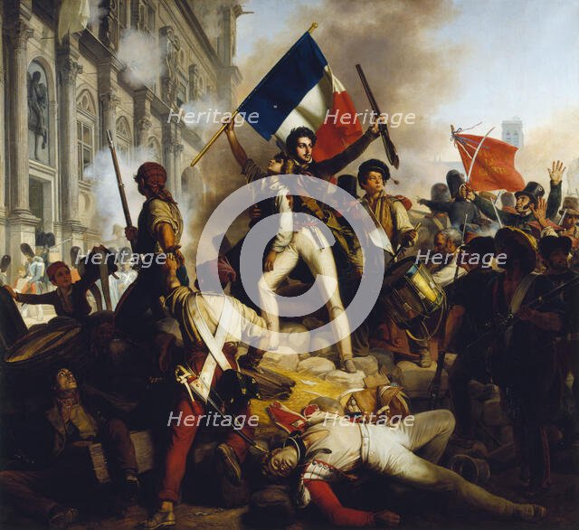 Combat devant l'Hôtel de Ville le 28 juillet 1830, 1833. Creator: Jean-Victor Schnetz.
