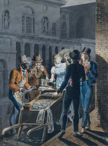 Nightlife in Philadelphia—an Oyster Barrow in front of the Chestnut Street Theater, 1811-ca. 1813. Creator: Attributed to John Lewis Krimmel (1786-1821).