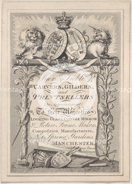 Trade Card for Syers & Treble, Carvers, Gilders, and Printsellers, 19th century. Creator: Anon.