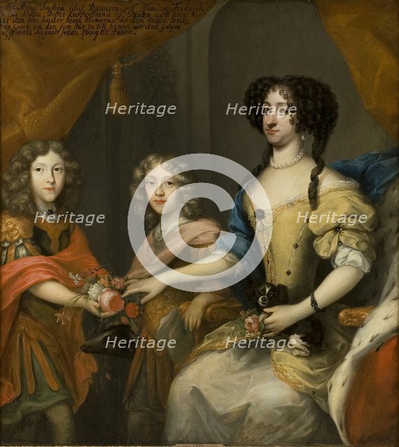 Anna Sophie of Denmark (1647-1717), Electress of Saxony with sons John George and Frederick Augustus