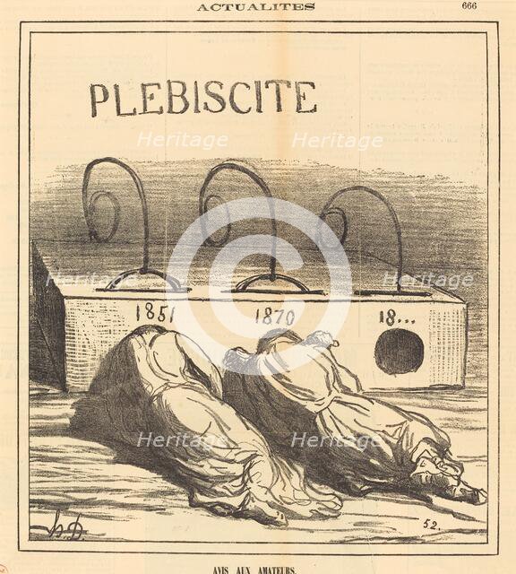 Avis aux amateurs, 1871. Creator: Honore Daumier.