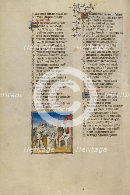The Personification of Nature Making Birds, Animals, and People; Roman de la Rose, about 1405. Creator: Unknown.