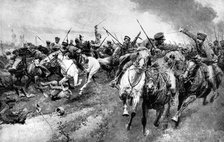 Russian Cossacks attacking German army, East Prussia, First World War, 1914. Artist: Unknown