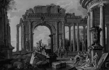 Architectural Landscape with Belisarius Receiving Alms, probably after 1760. Creator: Unknown.