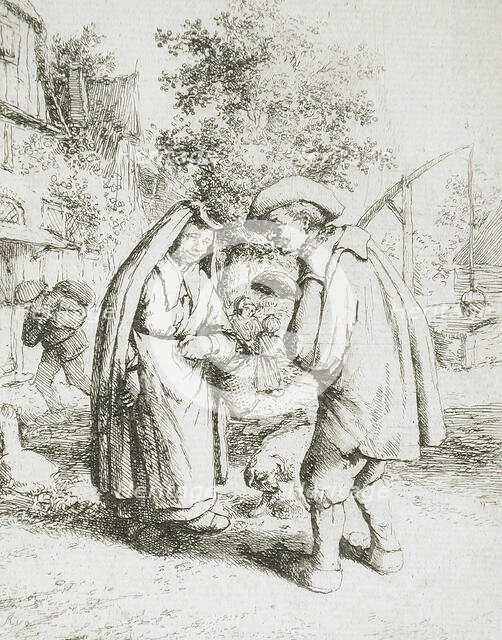 Man and Woman Talking, c1650. Creator: Adriaen van Ostade.