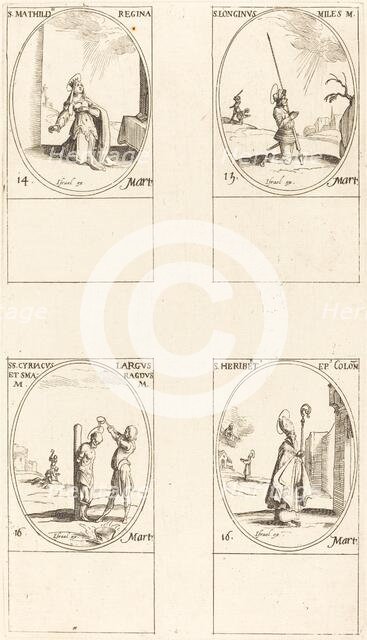 St. Matilda; St. Longinus; St. Cyriacus; St. Heribert. Creator: Jacques Callot.