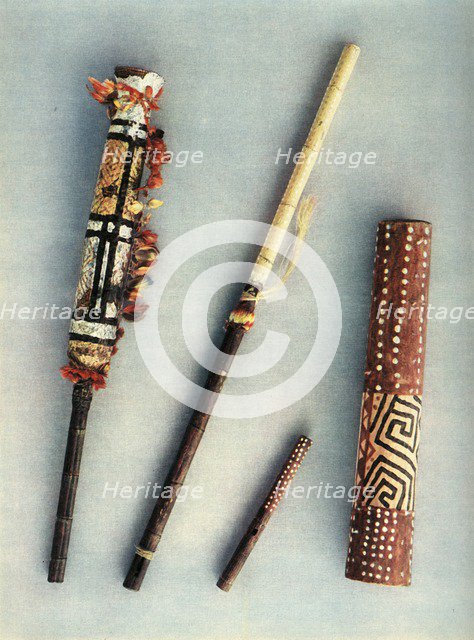 'Drum and wind instruments of the tribe of Baniva Indians, Venezuela.', 1948. Artist: Unknown.