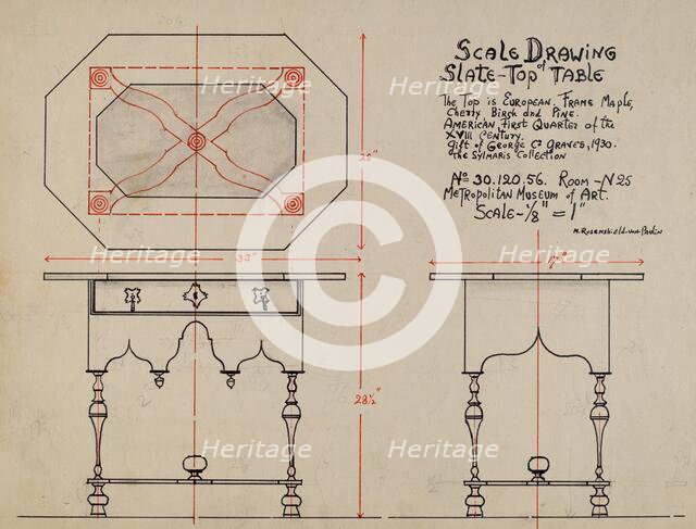 Slate-top Table, c. 1940. Creator: M. Rosenshield-von-Paulin.