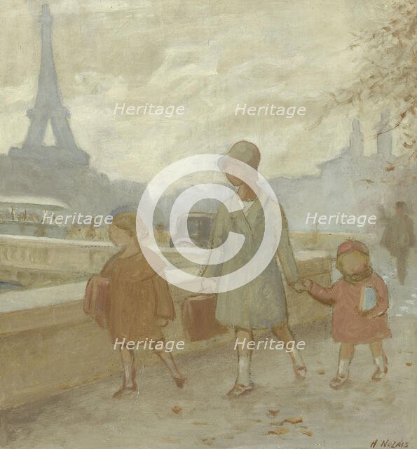 The city: sketch for the playground of the girls' school in rue Dupleix..., c.1933.  Creator: Henri Nozais.