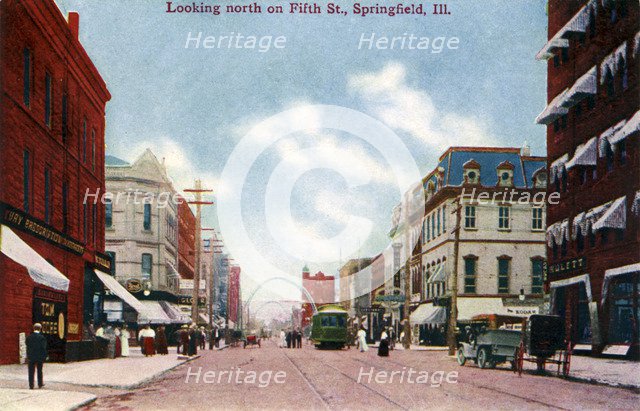 Looking north on Fifth Street, Springfield, Illinois, USA, c1910s(?). Artist: Unknown