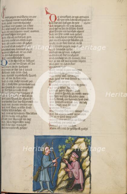 Jonathan Giving his Bow to David; Weltchronik, about 1400-1410. Creator: Unknown.