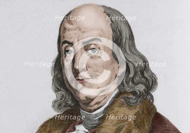 Benjamin Franklin, (1706-1790), American scientist, inventor and politician, 1837, (1850). Creator: Augustin François Lemaitre.