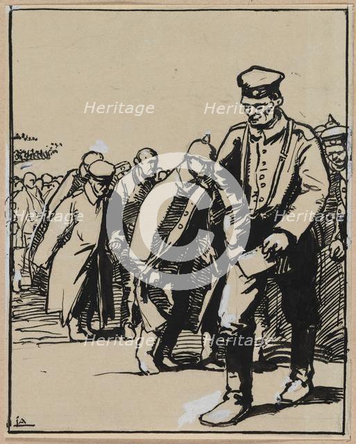 Marche dun groupe de prisonniers allemands, 1914. Creator: Auguste Louis Lepère (French, 1849-1918).