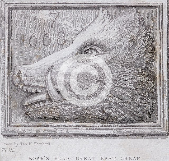 Inn sign from the Boar's Head Tavern, Eastcheap, London, (1850?). Artist: Anon