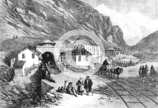 The new overland route to India: the tunnel railway tunnel under Mont Cenis - south end...,1869. Creator: Unknown.