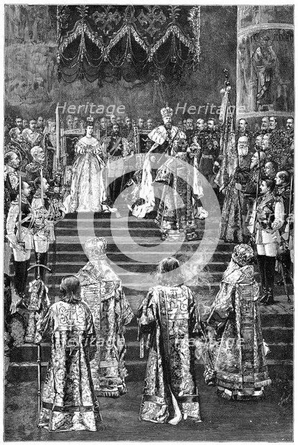 The coronation of Emperor Alexander III and Empress Maria Fyodorovna, 1883 (late 19th century). Artist: Unknown