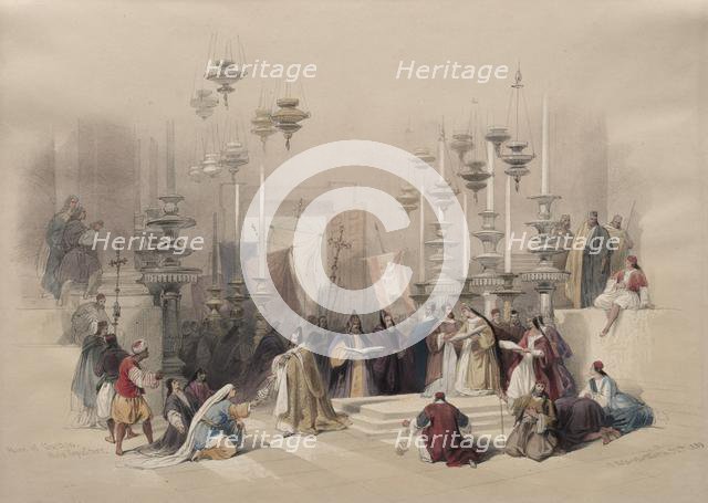 Stone of Unction, Holy Sepulchre, 1839. Creator: David Roberts (British, 1796-1864).
