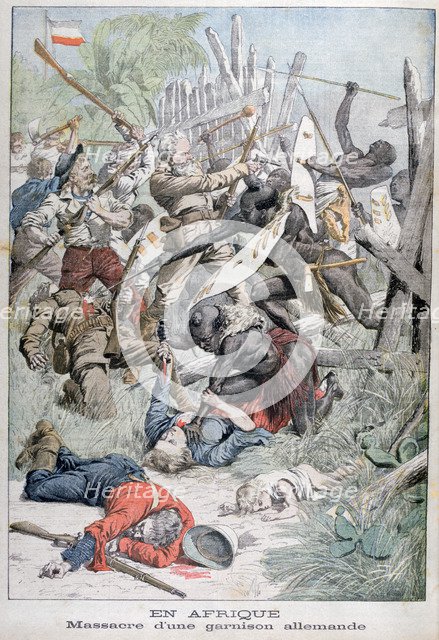 Massacre of a German Garrison in Damaraland, South-West Africa, 1903. Artist: Unknown