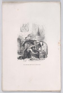 All that remains is to close the blessed trunk! from the Little Miseries of Human Life, 1843.. Creator: Quichon.