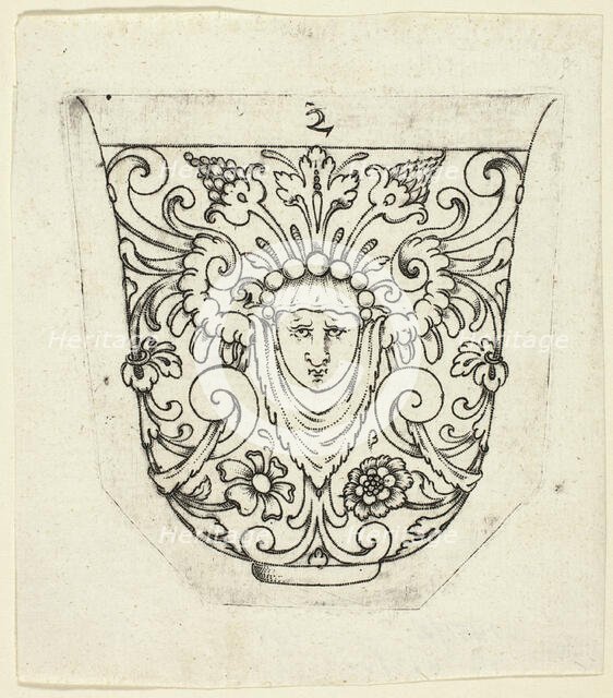 Plate 2, from twenty ornamental designs for goblets and beakers, 1604. Creator: Master AP.