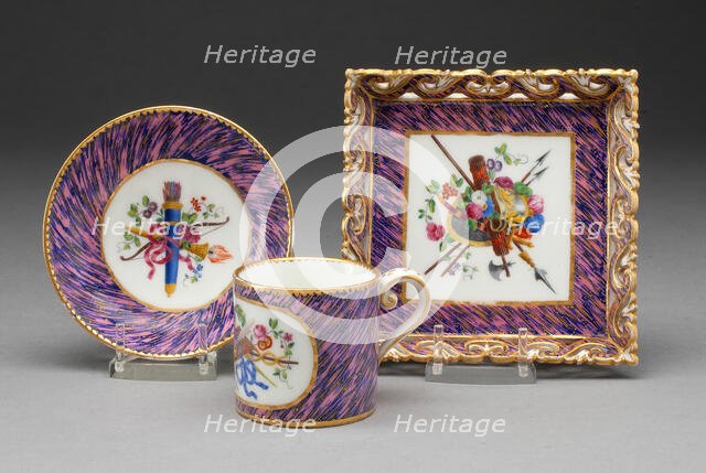 Coffee Cup, Saucer, and Tray, Sèvres, 1761. Creator: Sèvres Porcelain Manufactory.