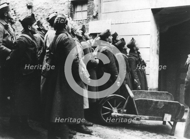 French soldiers at an army cinema, France, 1940. Artist: Unknown