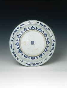 Reverse decorated blue and white dish, Ming dynasty, China, 1575-1599. Artist: Unknown