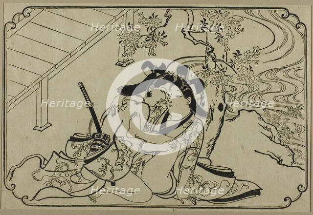 Lovers in the Garden, from an Untitled Series of Erotic Prints, c. 1673/81. Creator: Hishikawa Moronobu.