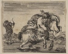 Hercules and Deianira, from 'Game of Mythology' (Jeu de la Mythologie), 1644. Creator: Stefano della Bella.