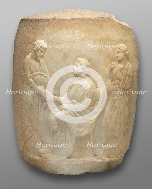 Fragment of a Funerary Lekythos (Monument in the Shape of an Oil Jar), 4th century BCE. Creator: Demagora Master.