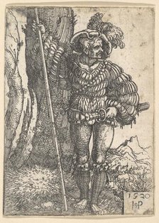 A Lansquenet Standing by a Tree, 1520. Creator: Sebald Beham.