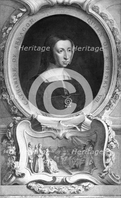 Catherine of Aragon (1485-1536), 1744.Artist: Jacobus Houbraken
