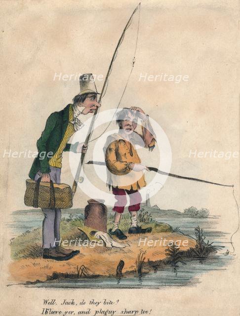 'Well, Jack do they bite? Ib'lieve yer, and plaguy sharp too!', early 19th century.  Creator: Unknown.