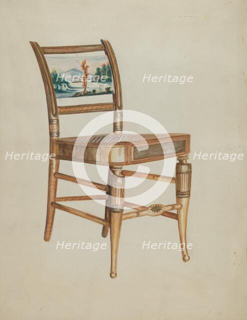 Chair - with Hudson River Scenes, c. 1936. Creator: Ella Josephine Sterling.