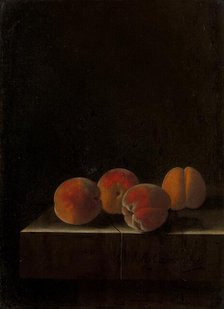 Four Apricots on a Stone Plinth, 1698. Creator: Adriaen Coorte.