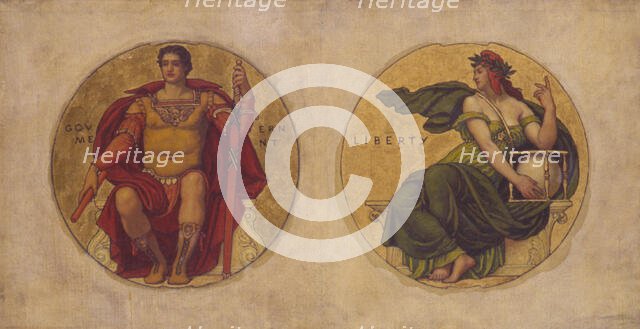 Study for mosaic in the Wisconsin State Capital "Government and Liberty", ca. 1912. Creator: Kenyon Cox.